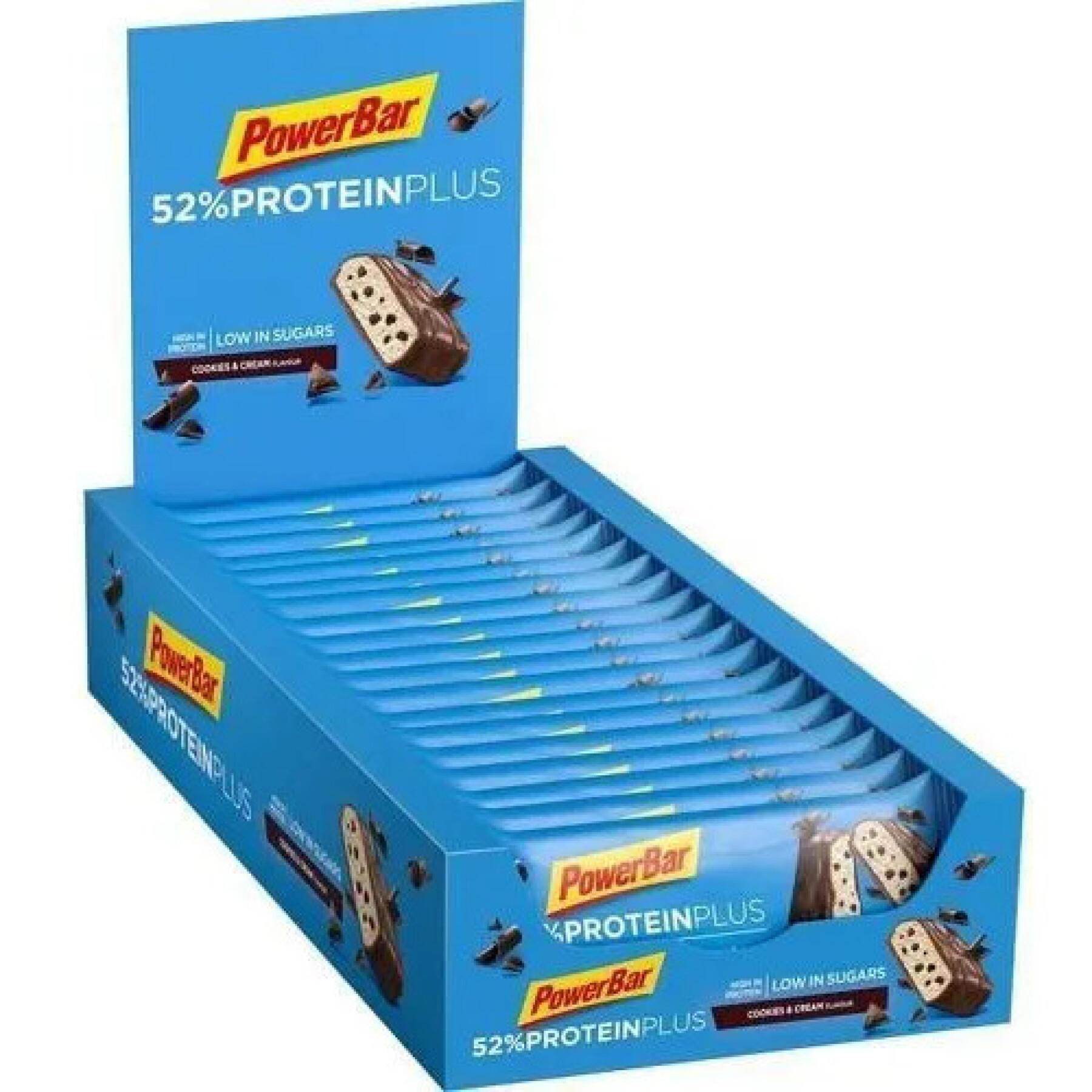 Paquete de 20 barras PowerBar 52% ProteinPlus Low Sugar Cookies & Cream