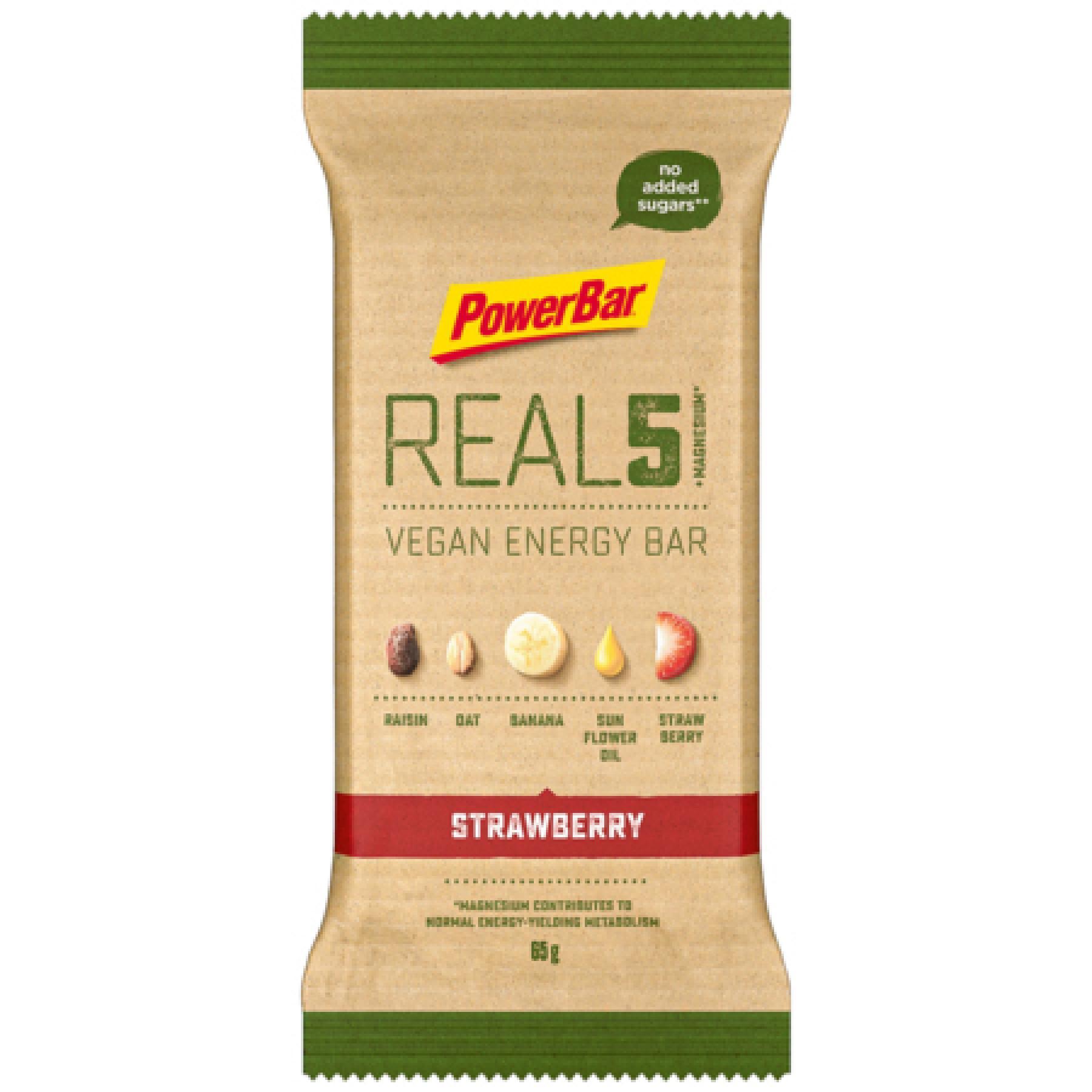 Bares PowerBar Real 5 Vegan Energy Bar 18x65gr Strawberry